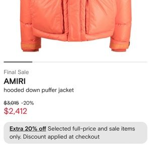 Amiri Hooded Puffer Jacket XL
